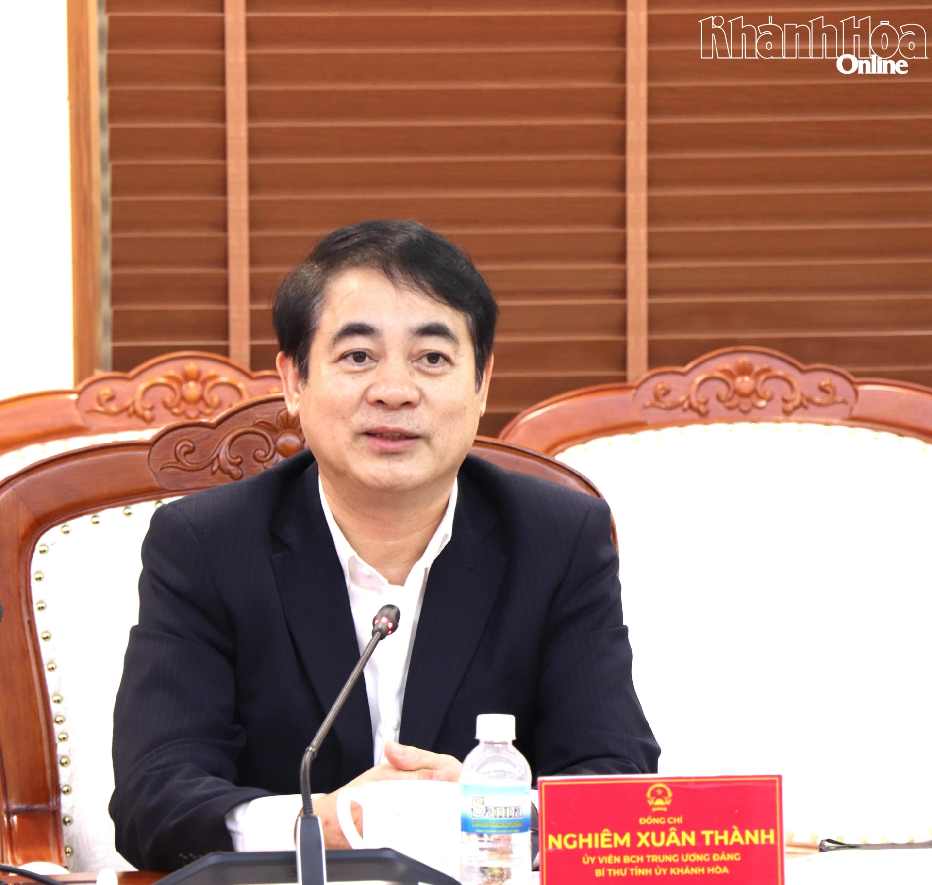 Đồng chí Nghiêm Xuân Thành phát biểu tại buổi làm việc.