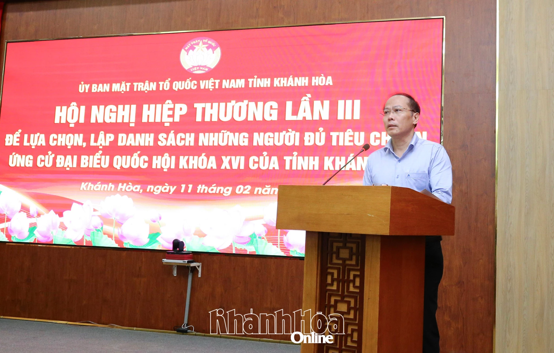 Đồng chí Nguyễn Khắc Hà phát biểu khai mạc Hội nghị hiệp thương lần thứ III