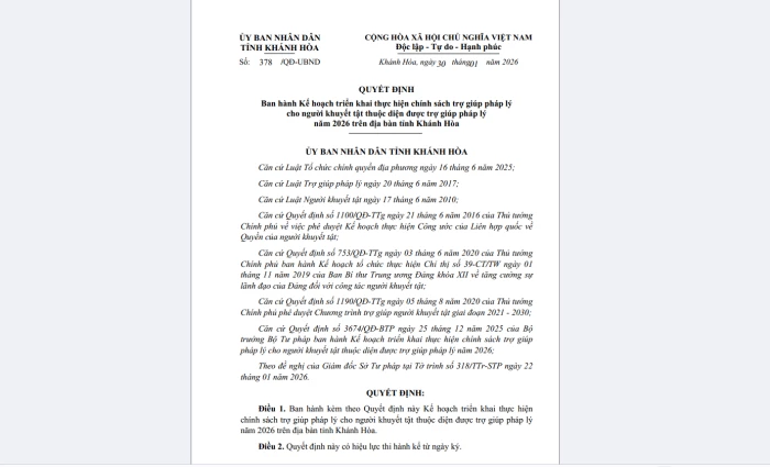 Tiếp tục trợ giúp pháp lý cho người khuyết tật