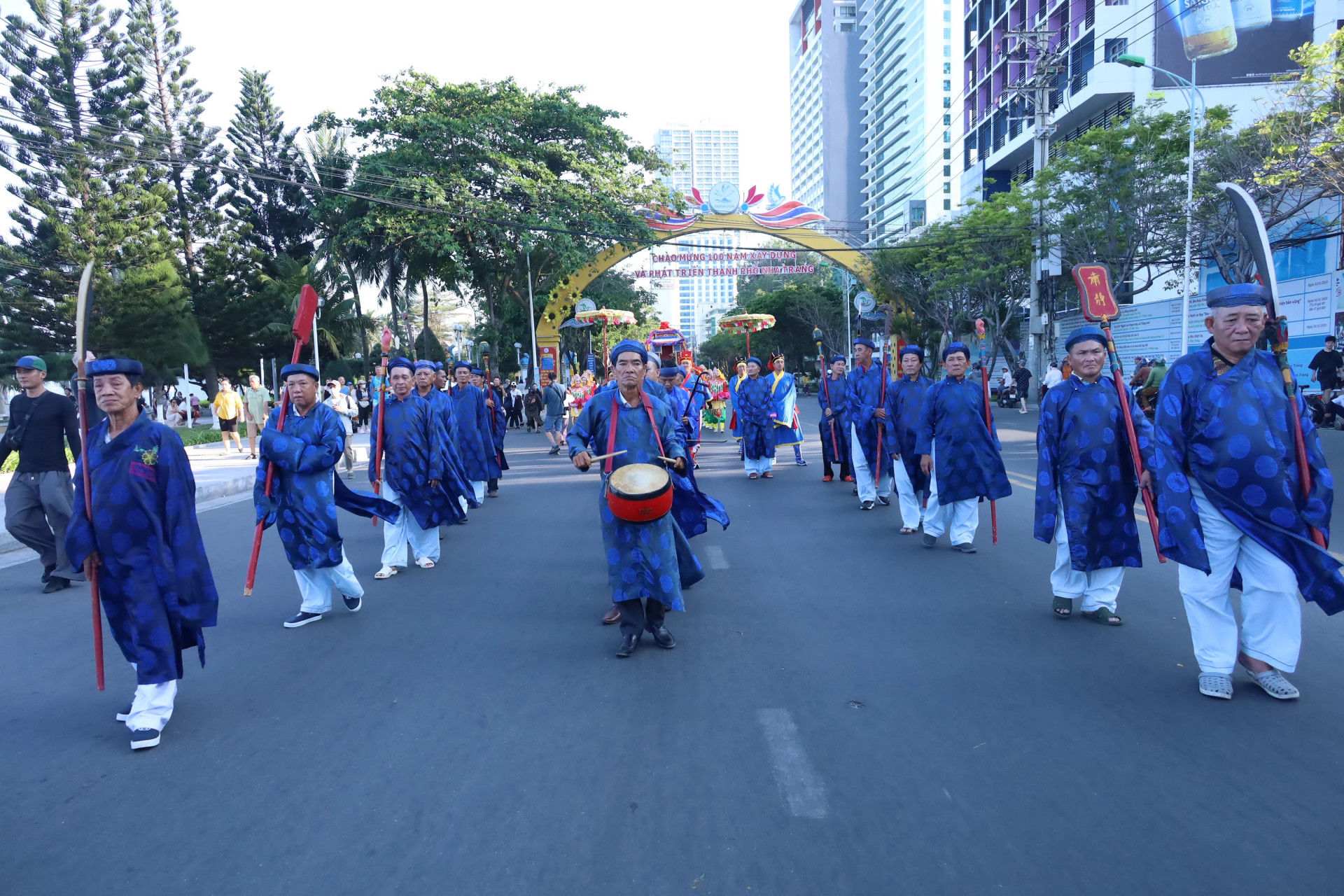 A performance of ritual act in the procession

