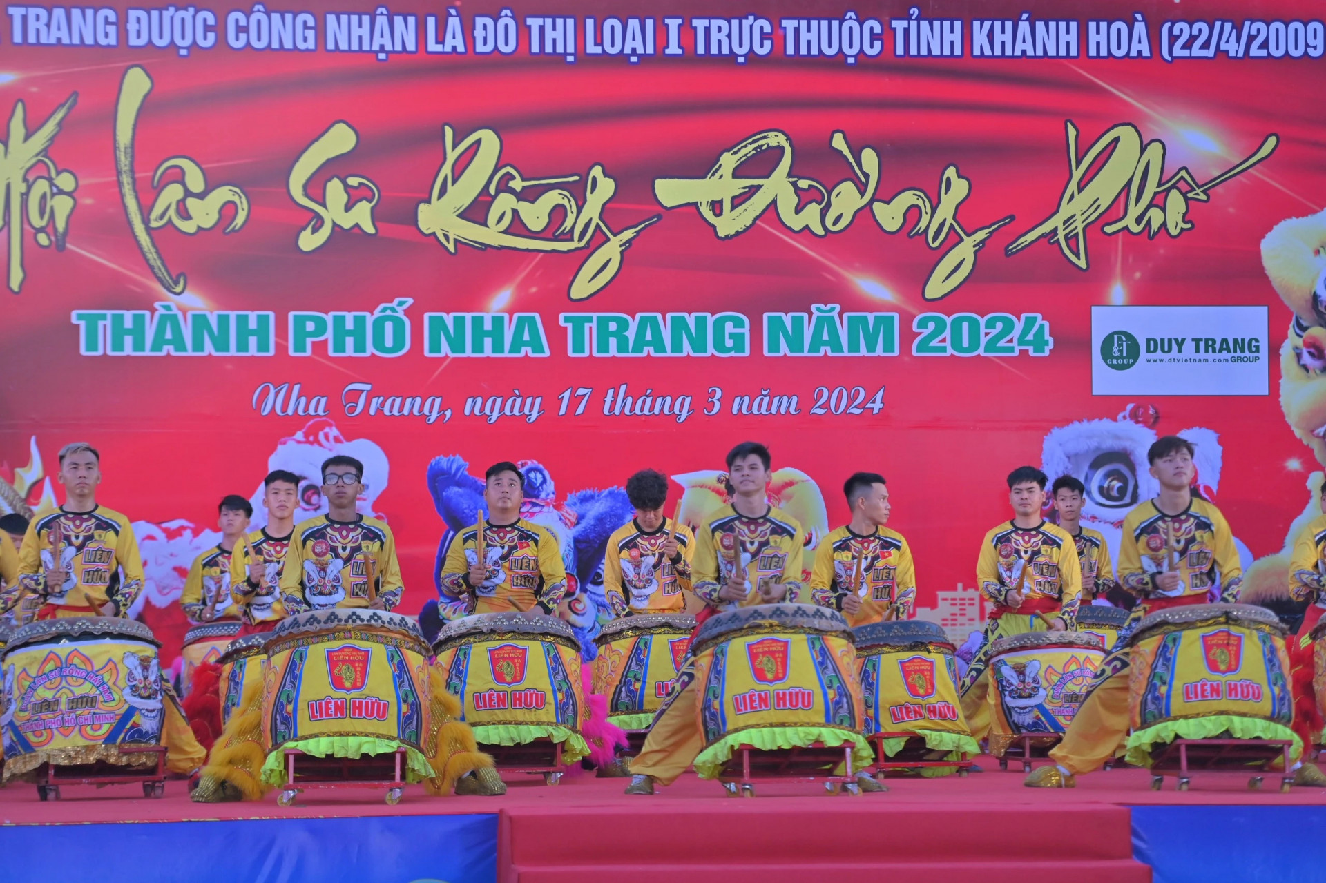 A drum performance of Nam Hai Lien Huu unicorn-lion-dragon troupe 

