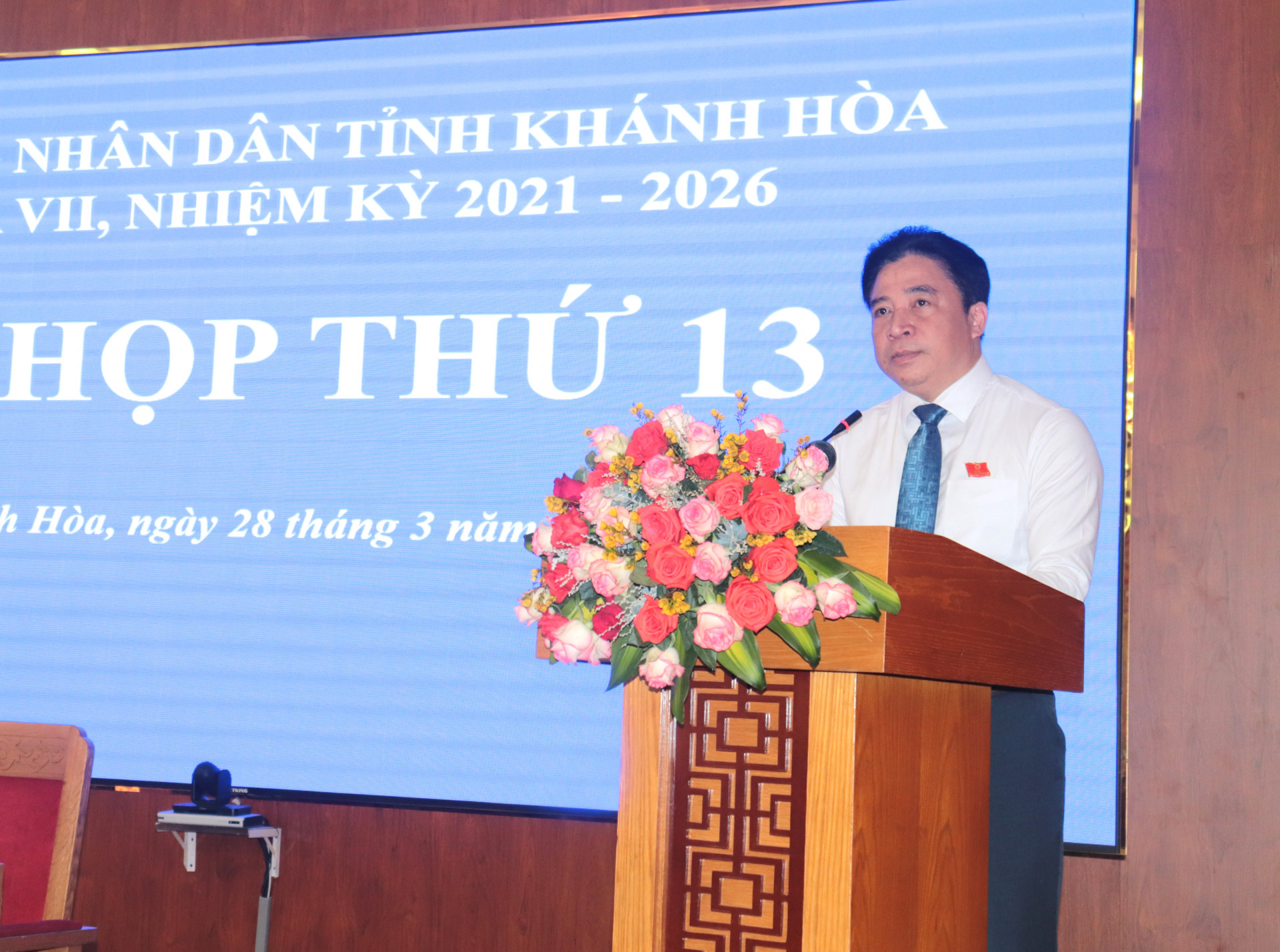 Đồng chí Nguyễn Khắc Toàn phát biểu khai mạc kỳ họp thứ 13, HĐND tỉnh khóa VII