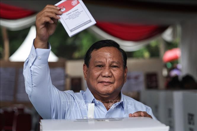 Ông Prabowo Subianto tại điểm bỏ phiếu ở Bogor ngày 14/2/2024. Ảnh: AFP/TTXVN

