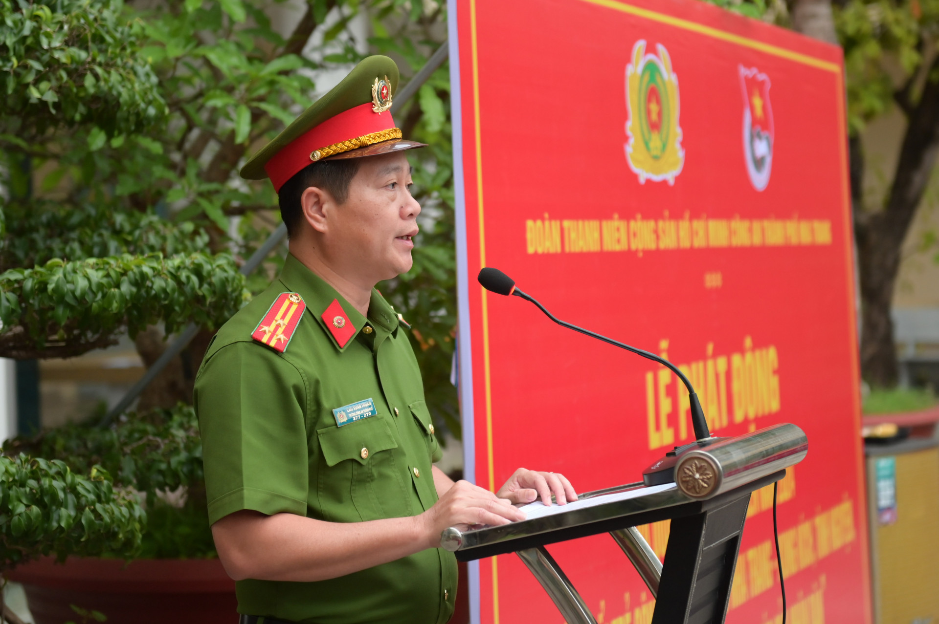 Thượng tá Cao Xuân Thuấn - Trưởng Công an TP. Nha Trang phát biểu chỉ đạo tại lễ phát động.