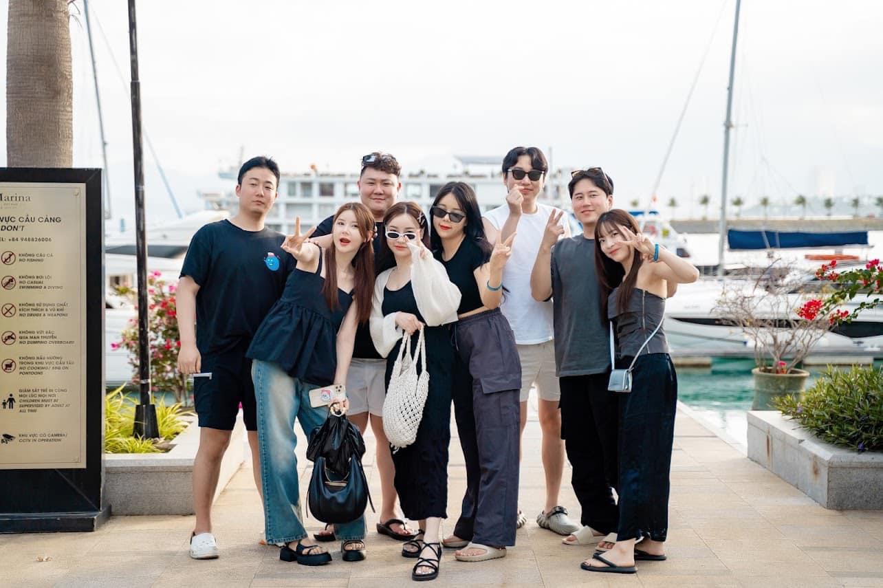 Korean tourists taking boat tour to visit Nha Trang Bay