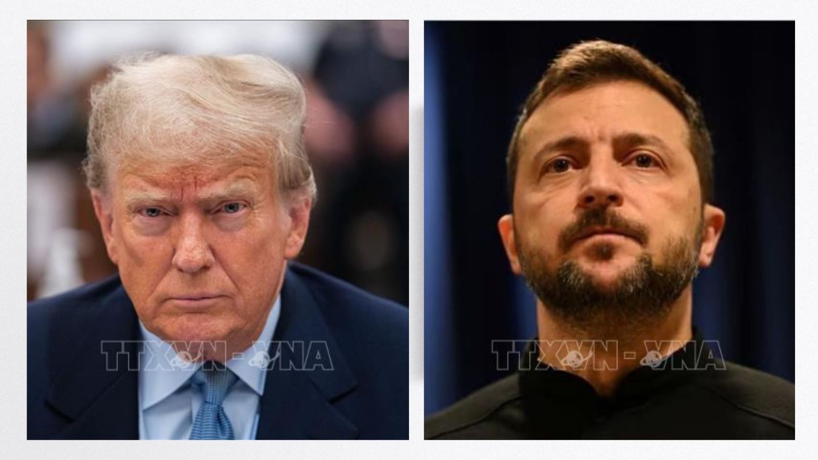 Tổng thống Mỹ Donald Trump (trái) và người đồng cấp Ukraine Volodymyr Zelensky. Ảnh: Reuters, THX/TTXVN
