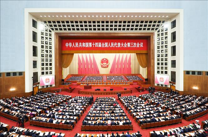 Các đại biểu dự lễ khai mạc Kỳ họp thứ ba Đại hội Đại biểu Nhân dân Toàn quốc Trung Quốc khóa XIV tại Bắc Kinh, ngày 5/3/2025. Ảnh: THX/TTXVN