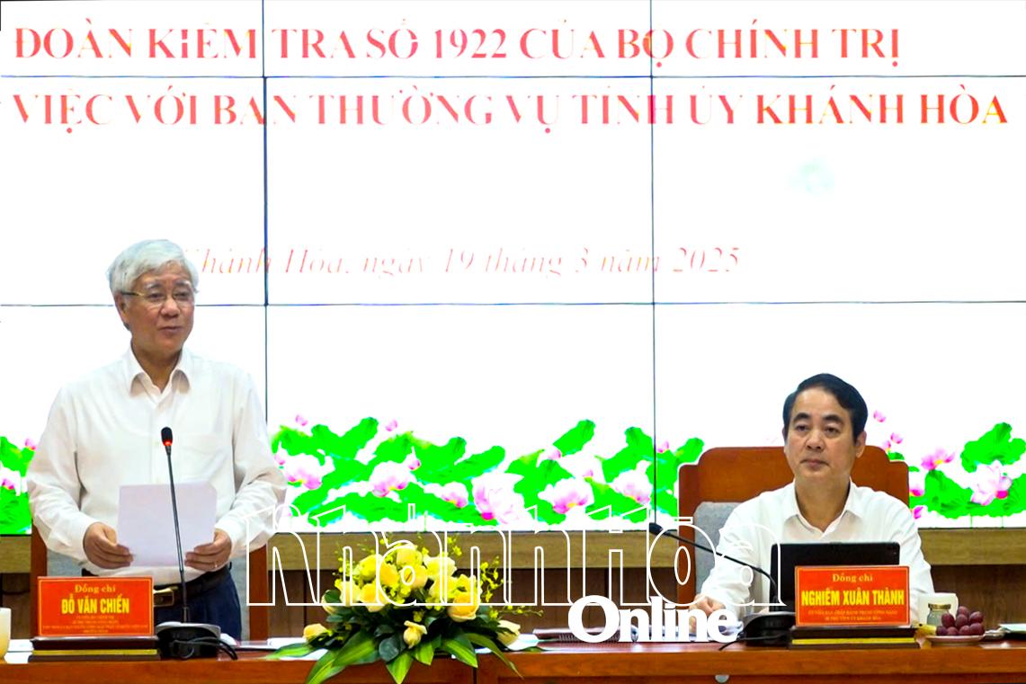 Đoàn kiểm tra của Bộ Chính trị, Ban Bí thư thông qua dự thảo Báo cáo kết quả kiểm tra đối với Ban Thường vụ Tỉnh ủy Khánh Hòa