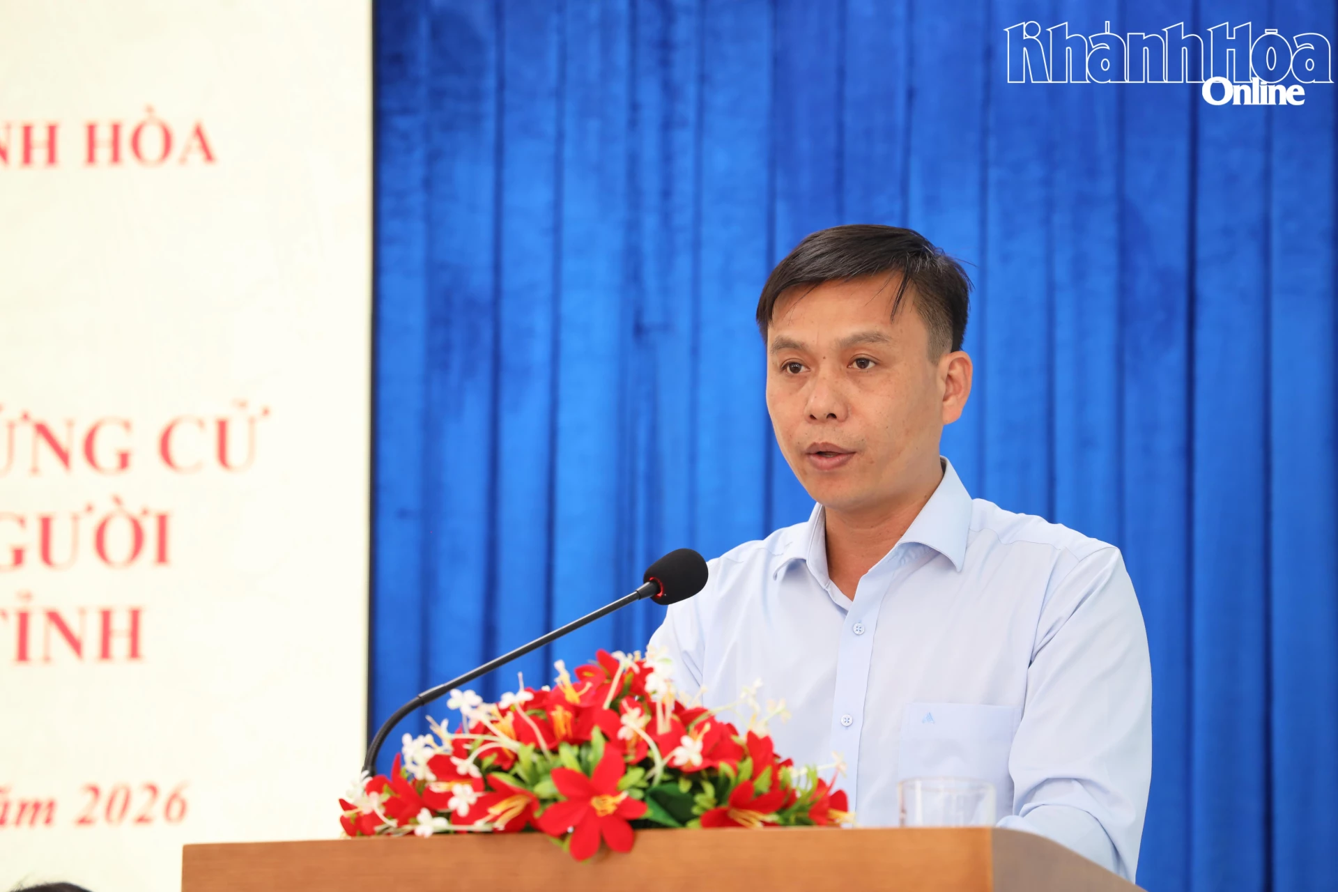 Ông Huỳnh Hữu Phúc - Bí thư Tỉnh đoàn, Phó Chủ tịch Ủy ban MTTQ Việt Nam tỉnh thay mặt bà Trần Thúy Hiền trình bày chương trình hành động