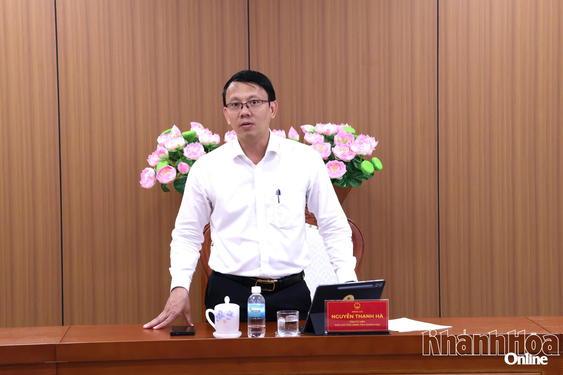 Đồng chí Nguyễn Thanh Hà – Phó Chủ tịch UBND tỉnh phát biểu tại cuộc họp.