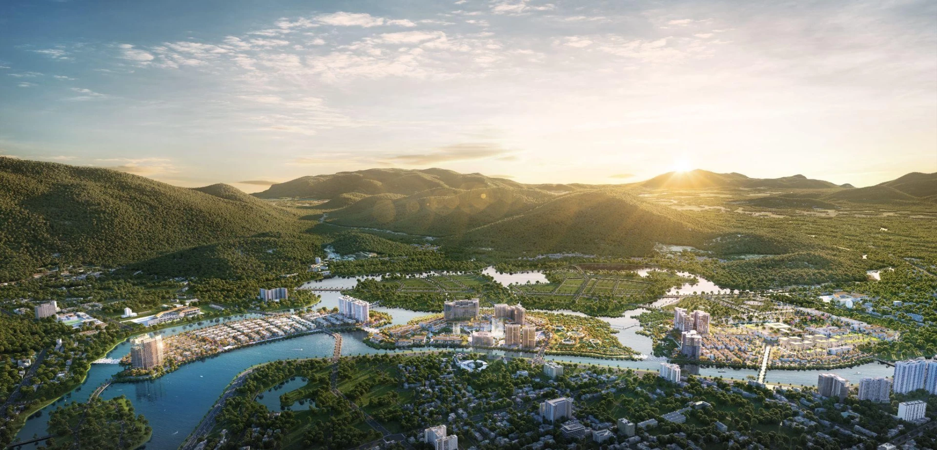 Quy hoạch độc đáo của dự án Charmora City với 3 hòn đảo chức năng riêng biệt. (Ảnh phối cảnh minh họa)