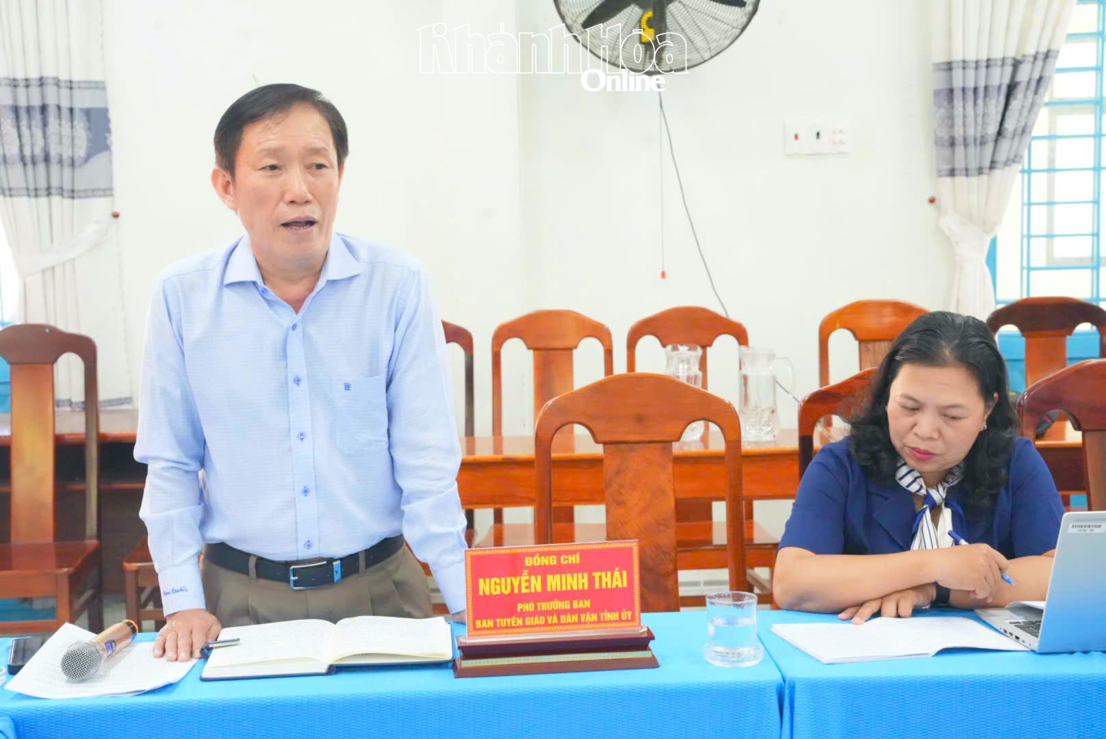 Đồng chí Nguyễn Minh Thái phát biểu tại buổi kiểm tra.