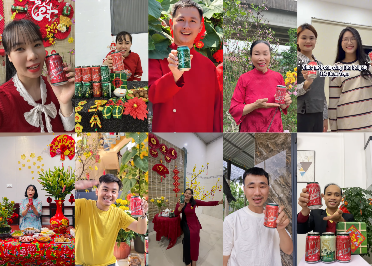 Hàng trăm video gửi trao lời mời với lon Bia Saigon Lager, mở ra “Tết lớn” khắp ba miền Việt Nam từ người dùng mạng xã hội. Ảnh: Bia Saigon Lager
