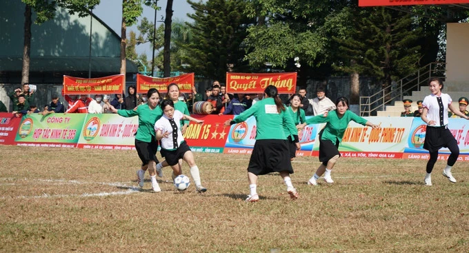 Trận đấu tại Giải bóng đá nữ các dân tộc thiểu số tỉnh Gia Lai mở rộng năm 2026 - Cúp VTV5.

