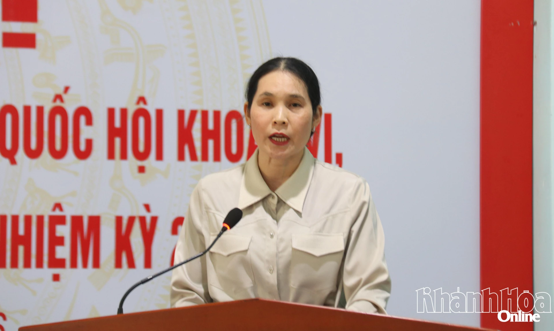 Bà La Thoại Như Trang trình bày chương trình hành động.