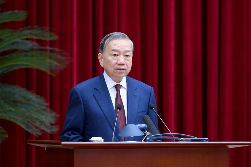 Tổng Bí thư Tô Lâm phát biểu bế mạc Hội nghị. Ảnh: ĐĂNG KHOA