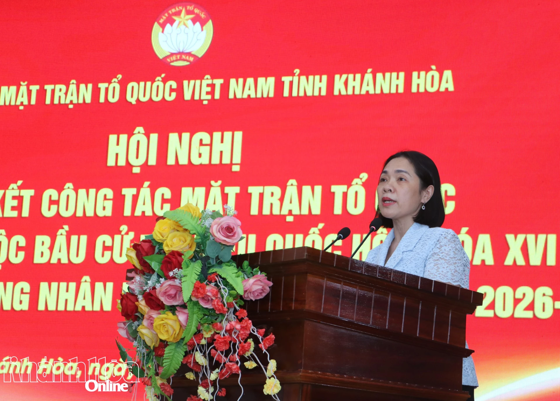 Đồng chí Trần Thu Mai phát biểu tại hội nghị.