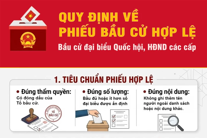 [Infographic] Bầu cử đại biểu Quốc hội, HĐND các cấp: Những phiếu bầu cử nào là phiếu bầu cử hợp lệ?