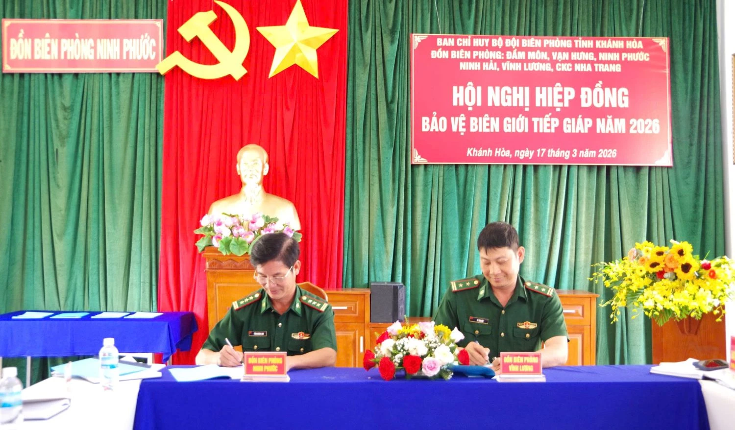 Đồn Biên phòng Ninh Phước và Đồn Biên phòng Ninh Hải ký kết quy chế phối hợp bảo vệ biên giới khu vực tiếp giáp năm 2026.