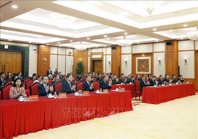 Tổng Bí thư Tô Lâm và các đại biểu. Ảnh: THỐNG NHẤT/TTXVN