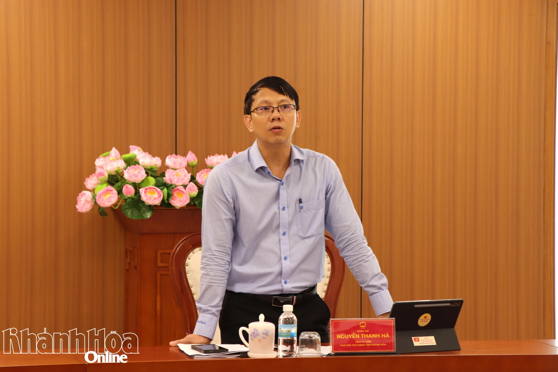 Đồng chí Nguyễn Thanh Hà phát biểu tại buổi làm việc.