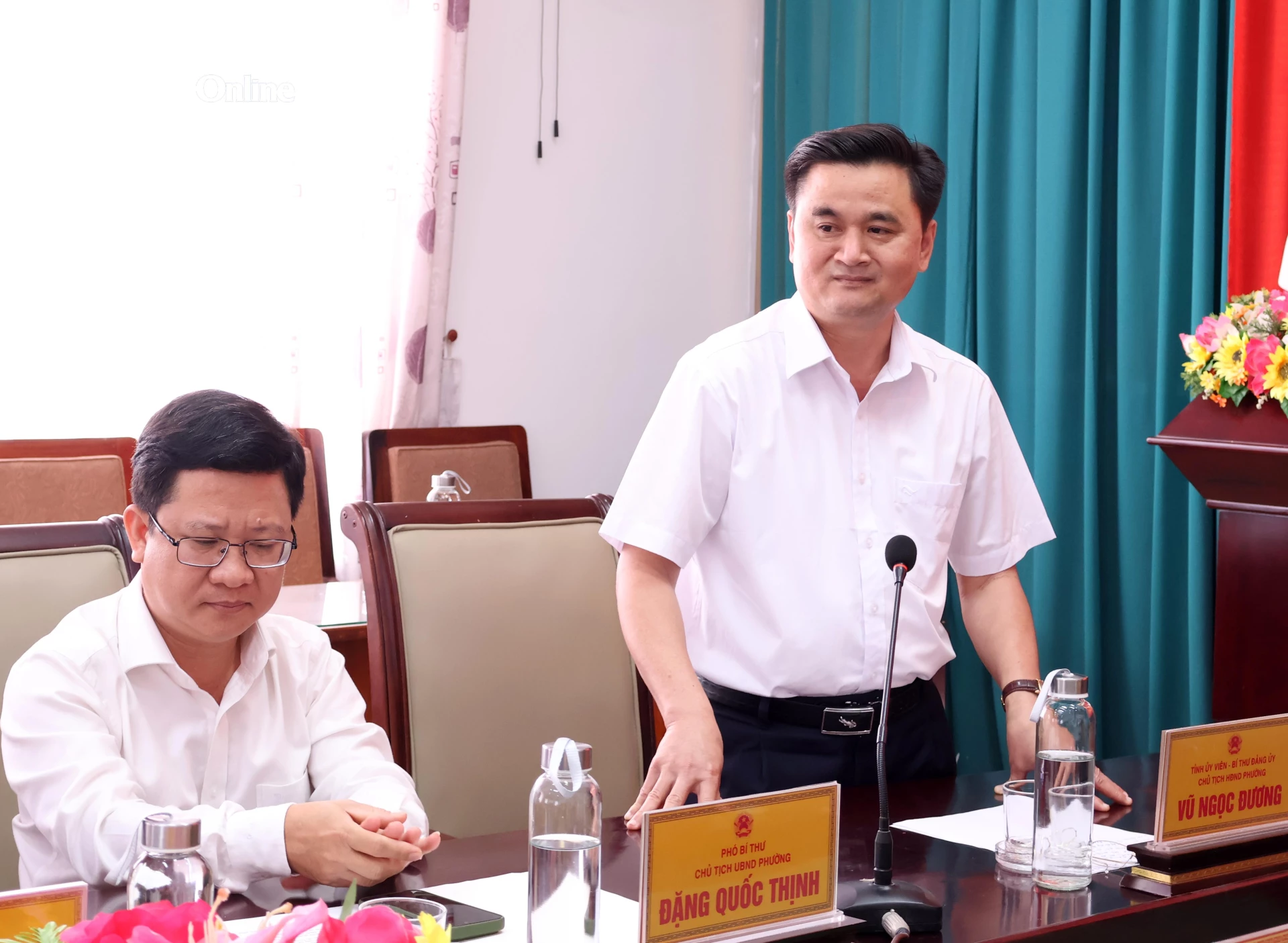 Ông Vũ Ngọc Đương - Bí thư Đảng ủy, Chủ tịch HĐND phường Ninh Chử phát biểu tại lễ ký kết.