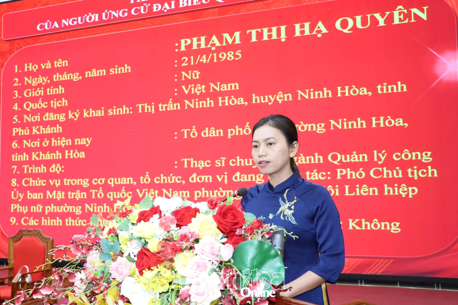 Bà Phạm Thị Hạ Quyên trình bày chương trình hành động.