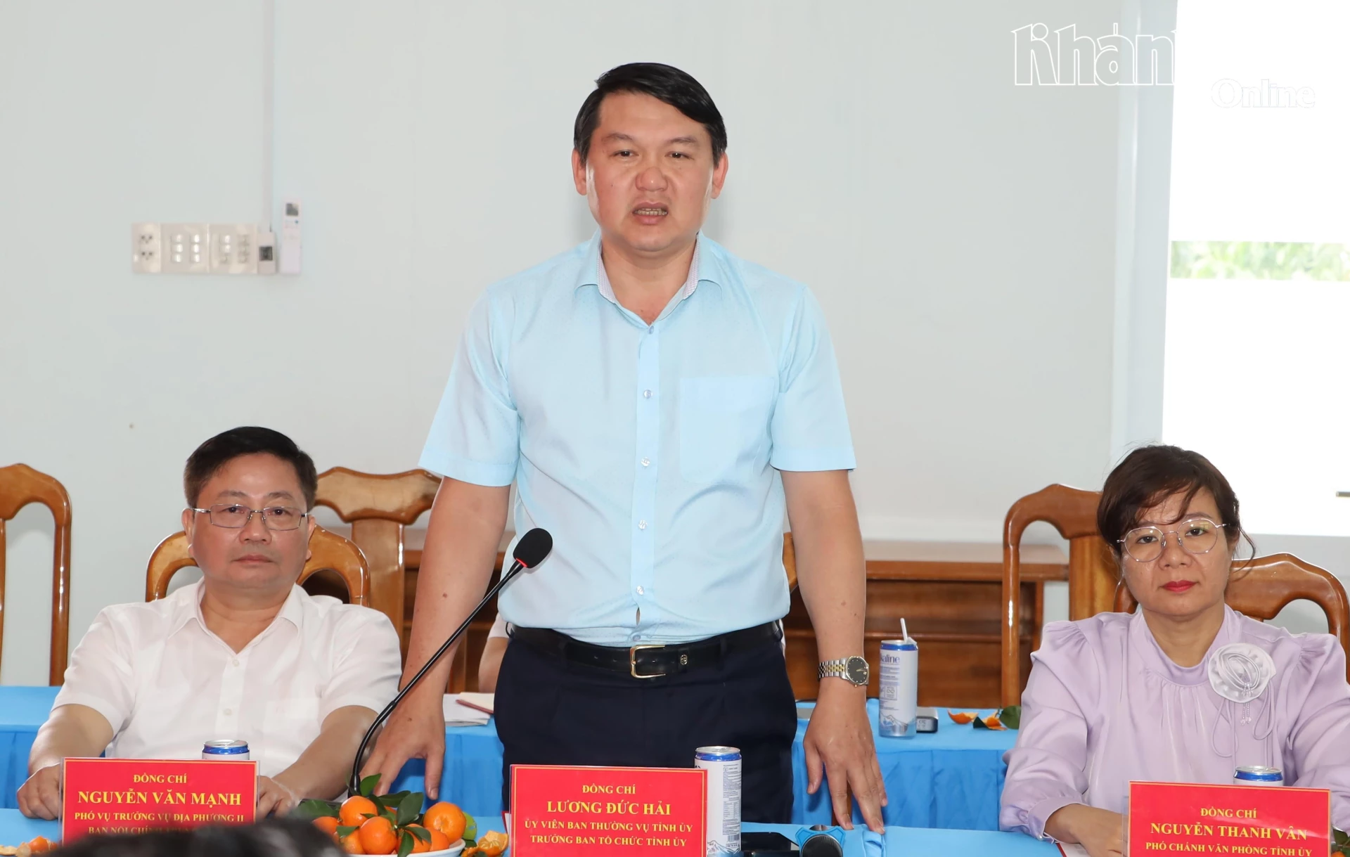 Đồng chí Lương Đức Hải - Ủy viên Ban Thường vụ Tỉnh ủy, Trưởng ban Tổ chức Tỉnh ủy phát biểu tại buổi kiểm tra.