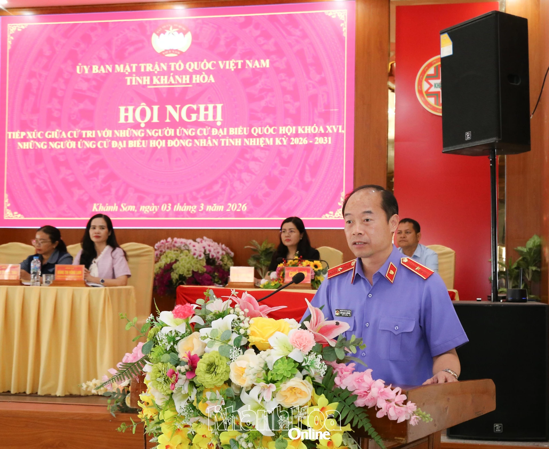 Ông Bùi Mạnh Cường -Tỉnh ủy viên, Ủy viên Ban Chấp hành Đảng bộ Các cơ quan Đảng tỉnh, Bí thư Đảng ủy, Viện trưởng Viện Kiểm sát nhân dân tỉnh trình bày chương trình hành động