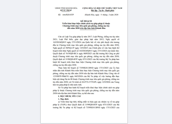 Sở Tư pháp triển khai chính sách trợ giúp pháp lý trong phòng, chống ma túy