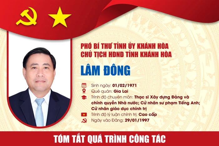 [Infographic] Tóm tắt quá trình công tác đồng chí Lâm Đông - Phó Bí thư Tỉnh ủy, Chủ tịch HĐND tỉnh Khánh Hòa
