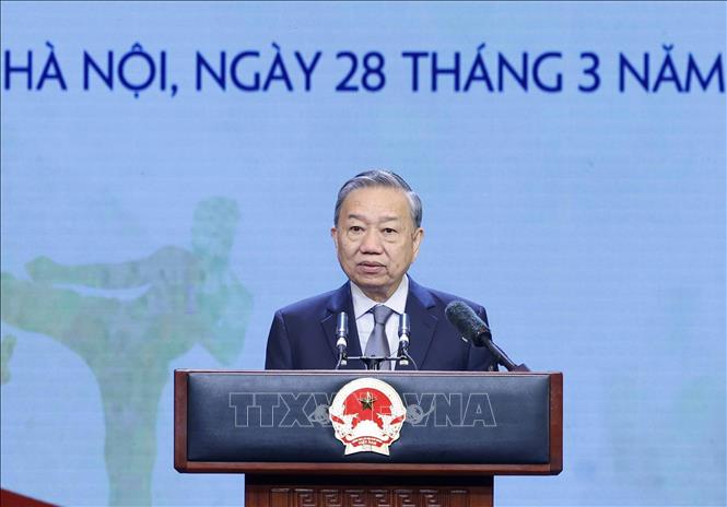 Tổng Bí thư Tô Lâm phát biểu chỉ đạo. Ảnh: THỐNG NHẤT/TTXVN