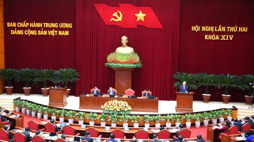 Khai mạc Hội nghị lần thứ 2 Ban Chấp h&agrave;nh Trung ương Đảng kh&oacute;a XIV. Ảnh: nhandan.vn