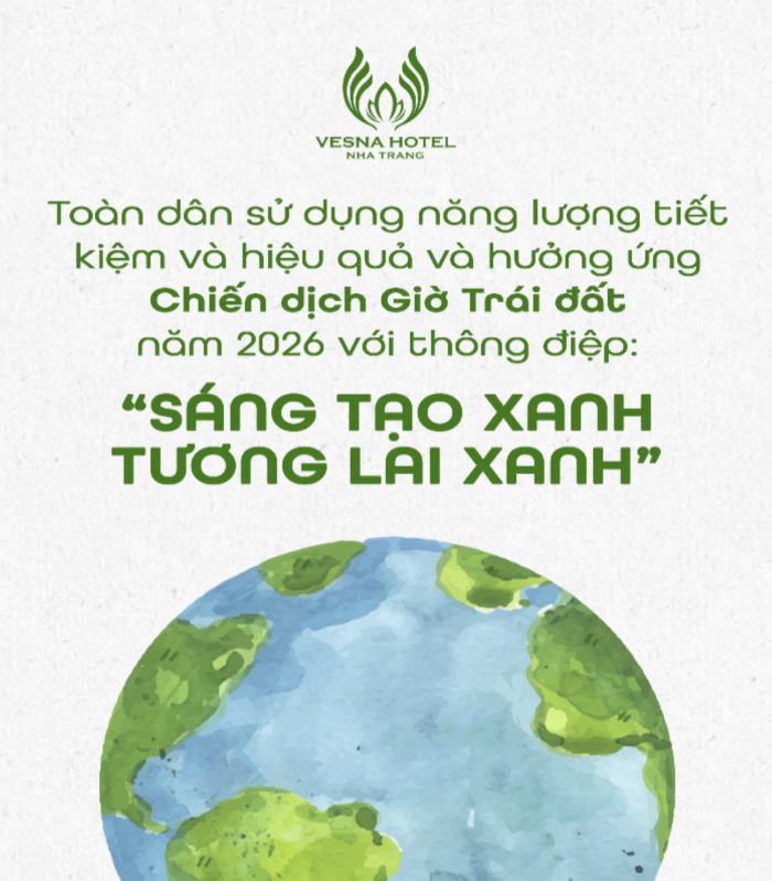 Sở Văn hóa, Thể thao và Du lịch Khánh Hòa: Phát động sử dụng năng lượng tiết kiệm, hiệu quả hưởng ứng Giờ Trái đất năm 2026