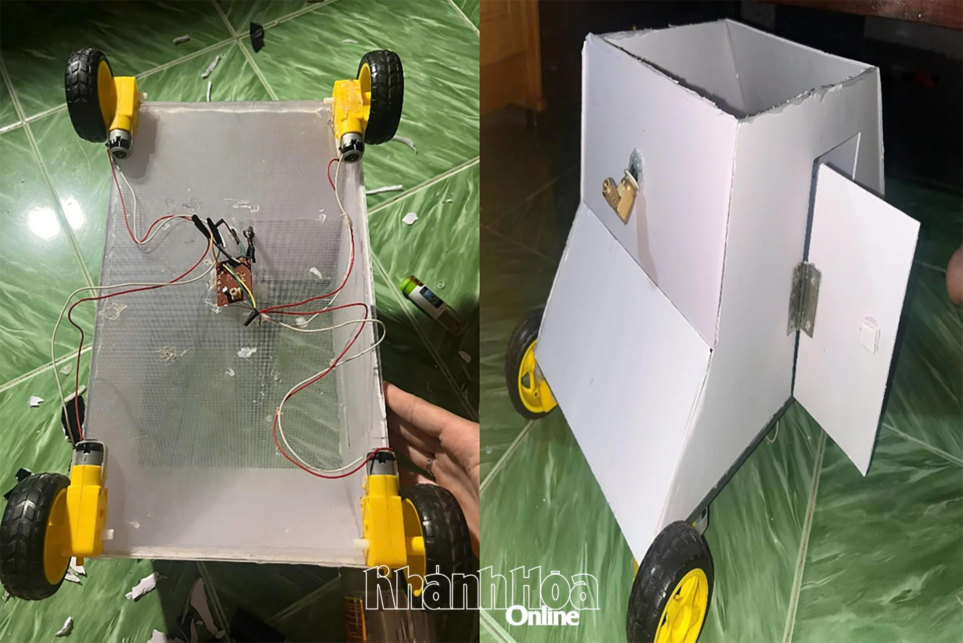 Thiết kế mô hình Xe phát hiện người trong đám cháy của học sinh Trần Nhã Trang (Trường THCS Trần Thi, phường Phan Rang).