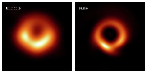 Hình ảnh hố đen  được công bố năm 2019 (bên trái) và hình ảnh năm 2023