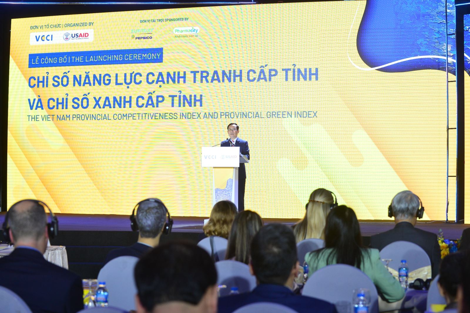 Ông Phạm Tấn Công, Chủ tịch Liên đoàn Thương mại và Công nghiệp Việt Nam phát biểu tại lễ công bố.