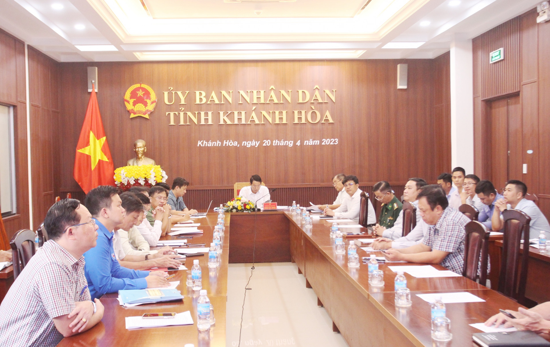 Quang cảnh hội nghị tại điểm cầu tỉnh Khánh Hòa.