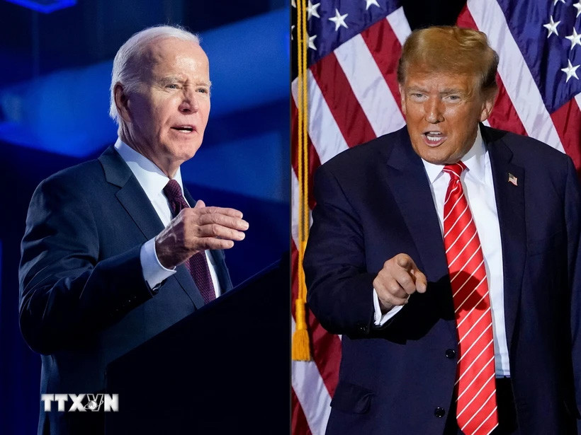 Tổng thống Mỹ Joe Biden (trái) và cựu Tổng thống Donald Trump. (Ảnh: AFP/TTXVN)
