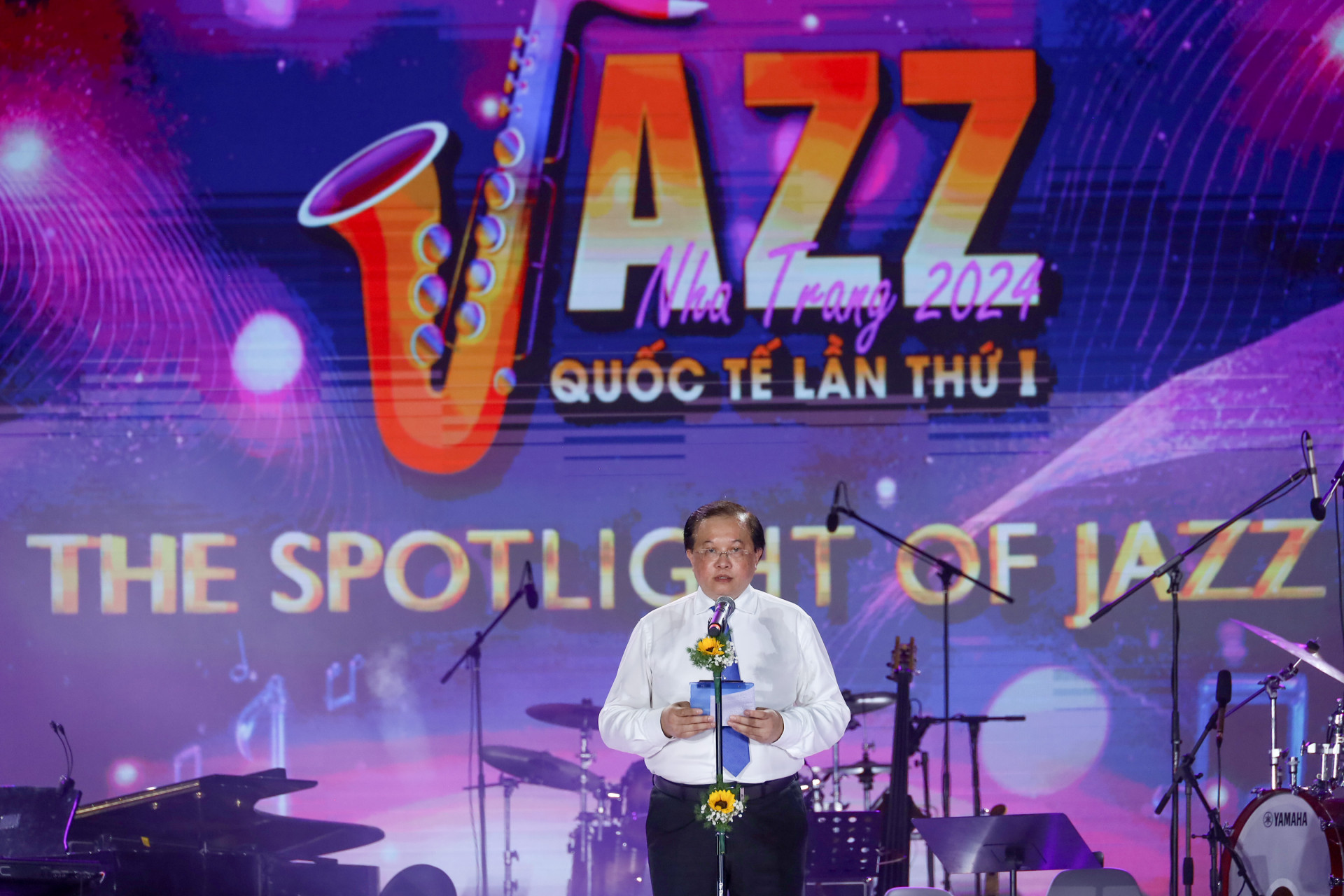 Thứ trưởng Tạ Quang Đông phát biểu khai mac Chương trình Jazz Quốc tế lần thứ I - Nha Trang 2024.