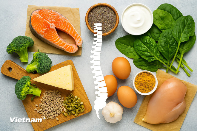 Những loại thực phẩm giúp cột sống khỏe mạnh. (Ảnh: Vietnam+)