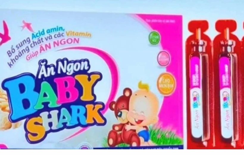 Hình ảnh sản phẩm ăn ngon Baby Shark nghi là giả. (Ảnh: VTV)