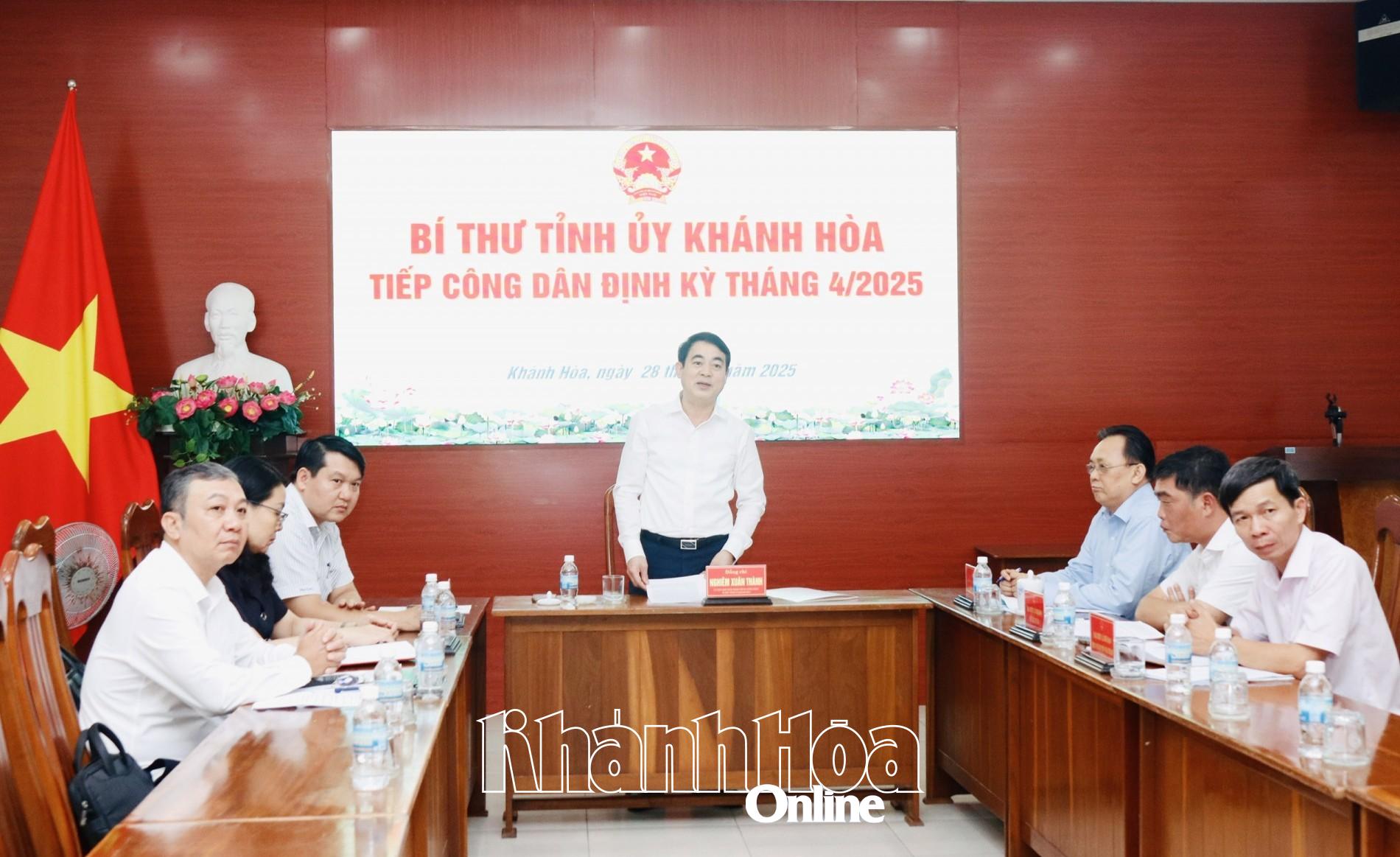 Bí thư Tỉnh ủy Nghiêm Xuân Thành tiếp công dân định kỳ tháng 4-2025