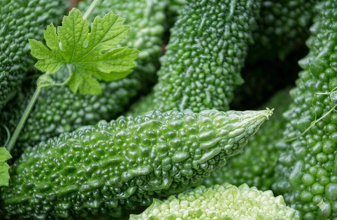 Khổ qua (mướp đắng) là loại rau xanh có khả năng giải nhiệt nhờ các hợp chất sinh học là momordicin.