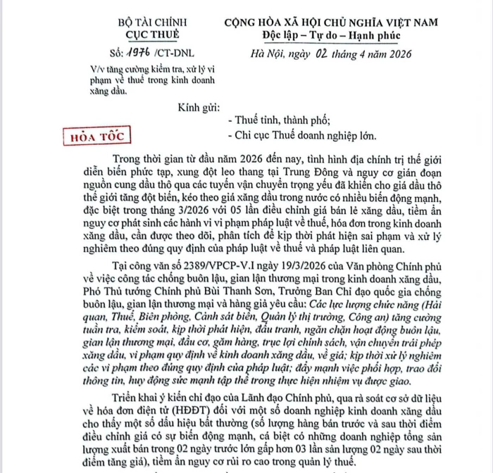 Tăng cường kiểm tra, xử lý vi phạm về thuế trong kinh doanh xăng dầu