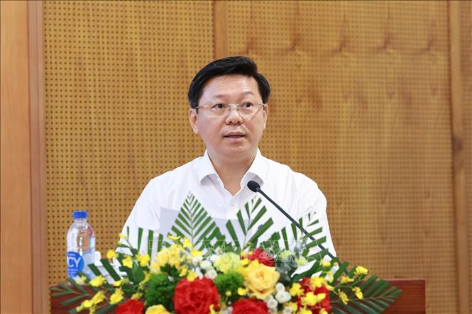 Đồng chí Trần Thanh Lâm, Uỷ viên Trung ương Đảng, Phó Trưởng Ban Tuyên giáo và Dân vận Trung ương phát biểu chỉ đạo hội nghị. Ảnh: Phương Hoa/TTXVN