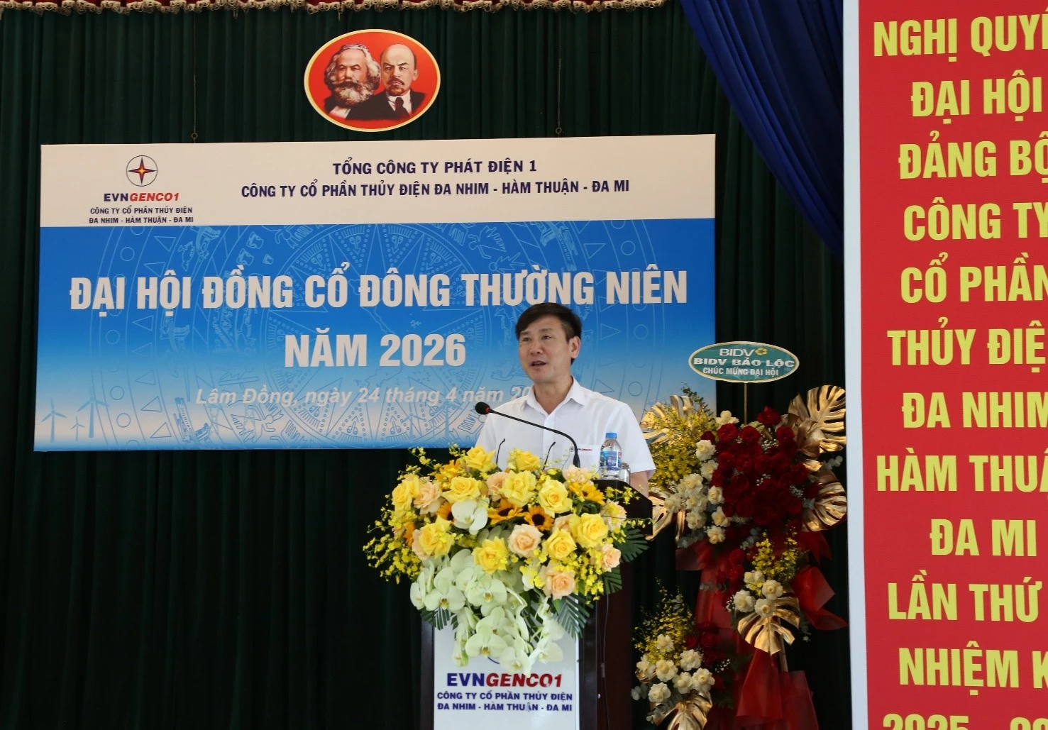 Ông Đinh Kim Cương - TV.HĐTV Tổng công ty Phát điện 1 phát biểu tại Đại hội