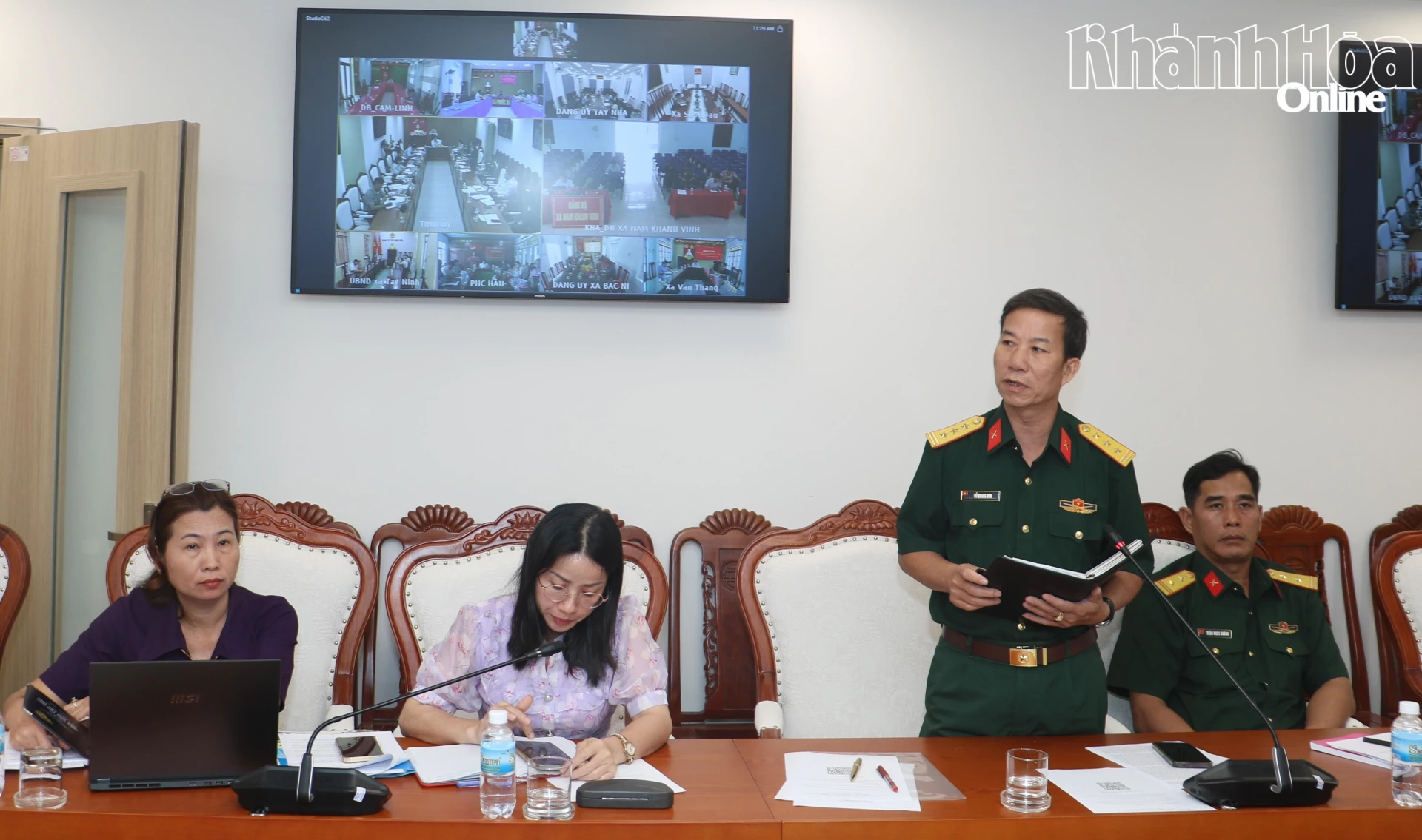 Đại diện Bộ Chỉ huy Quân sự tỉnh phát biểu