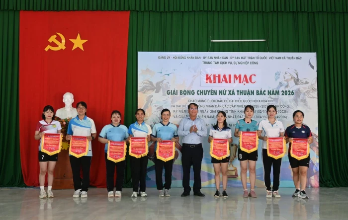 9 đội bóng tranh tài tại Giải bóng chuyền nữ xã Thuận Bắc năm 2026