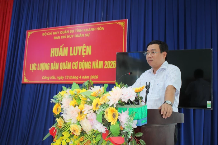 Xã Công Hải khai mạc huấn luyện dân quân cơ động năm 2026